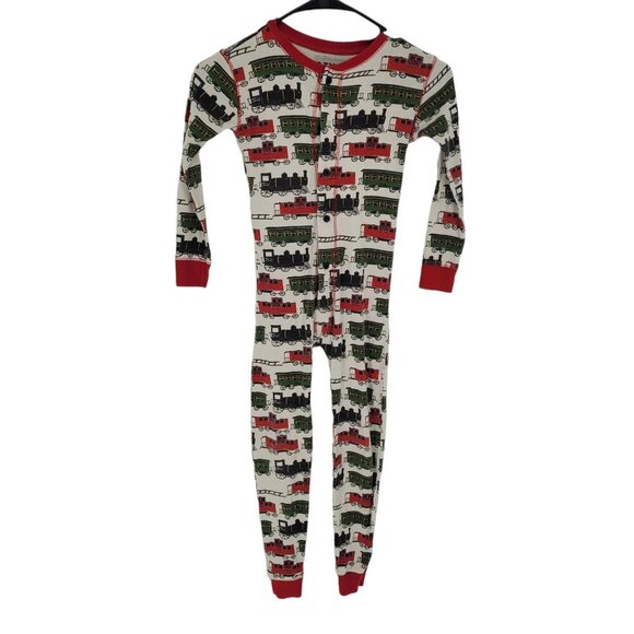 Lazy one Flap jack boys 6 red green train car caboose pajamas one piece - Picture 1 of 10